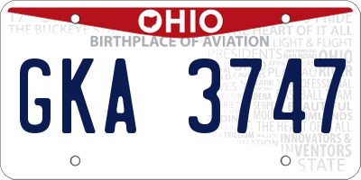 OH license plate GKA3747