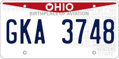 OH license plate GKA3748