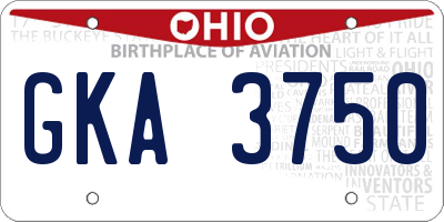 OH license plate GKA3750