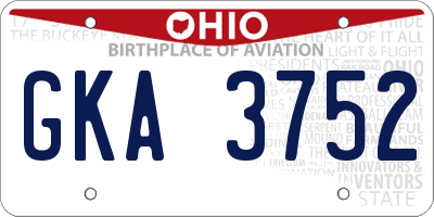 OH license plate GKA3752