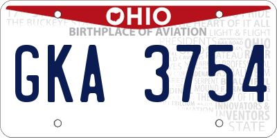 OH license plate GKA3754