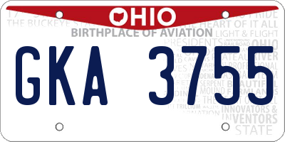 OH license plate GKA3755
