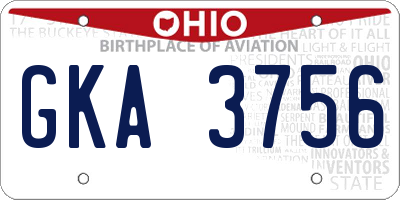 OH license plate GKA3756