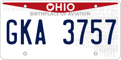 OH license plate GKA3757