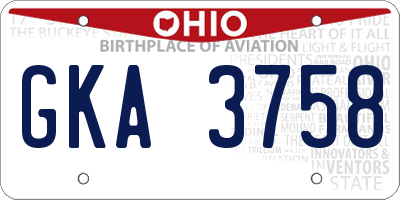 OH license plate GKA3758