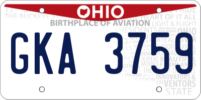 OH license plate GKA3759
