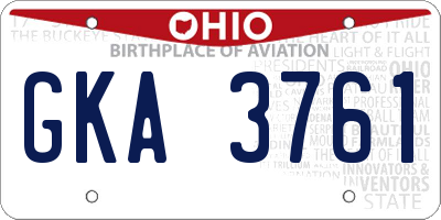 OH license plate GKA3761