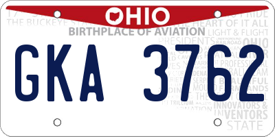 OH license plate GKA3762