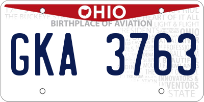 OH license plate GKA3763