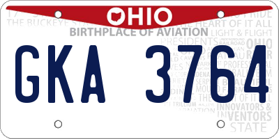 OH license plate GKA3764
