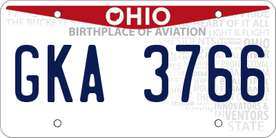 OH license plate GKA3766