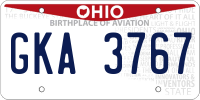 OH license plate GKA3767