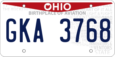 OH license plate GKA3768