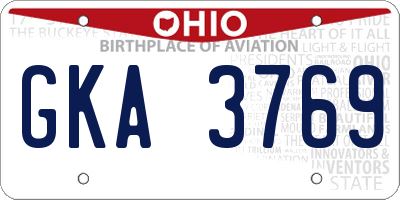 OH license plate GKA3769