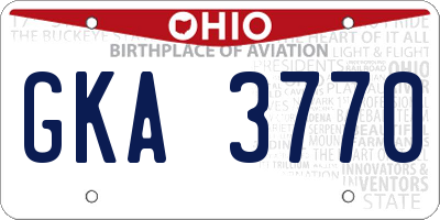 OH license plate GKA3770