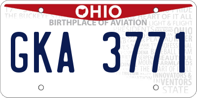 OH license plate GKA3771