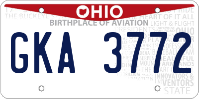 OH license plate GKA3772