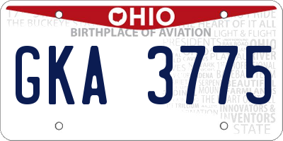 OH license plate GKA3775
