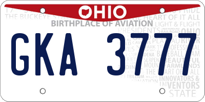 OH license plate GKA3777