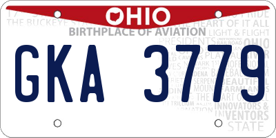 OH license plate GKA3779