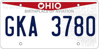 OH license plate GKA3780