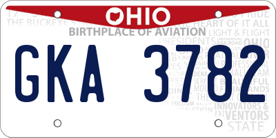 OH license plate GKA3782