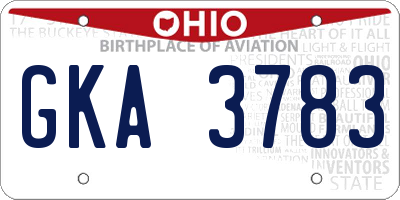 OH license plate GKA3783
