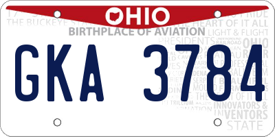 OH license plate GKA3784