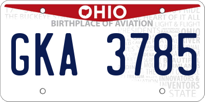 OH license plate GKA3785