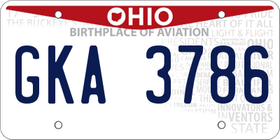 OH license plate GKA3786