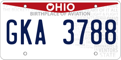 OH license plate GKA3788