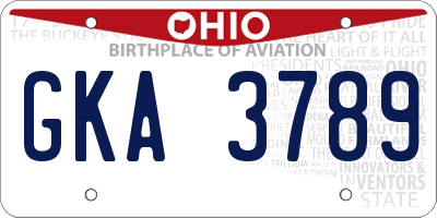 OH license plate GKA3789