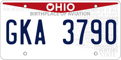 OH license plate GKA3790