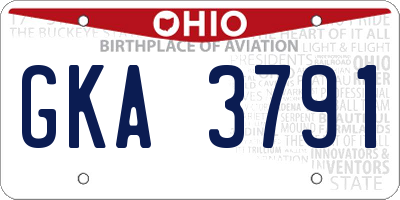 OH license plate GKA3791
