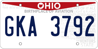 OH license plate GKA3792