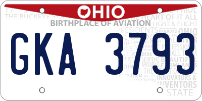 OH license plate GKA3793