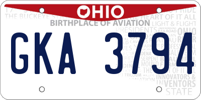 OH license plate GKA3794