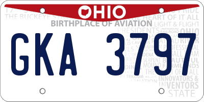 OH license plate GKA3797