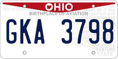 OH license plate GKA3798