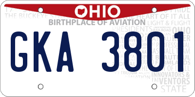 OH license plate GKA3801