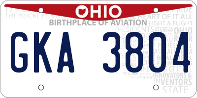 OH license plate GKA3804