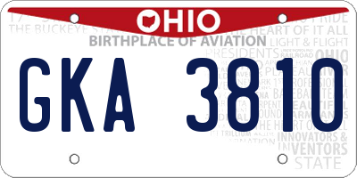 OH license plate GKA3810