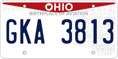 OH license plate GKA3813