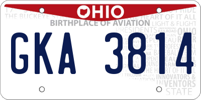 OH license plate GKA3814