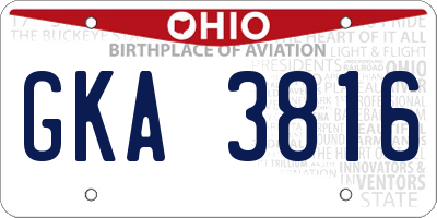 OH license plate GKA3816