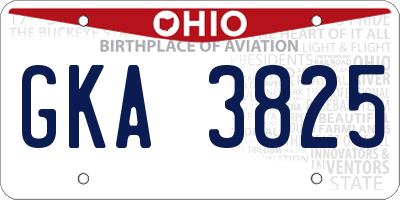 OH license plate GKA3825