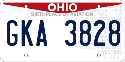 OH license plate GKA3828