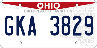 OH license plate GKA3829