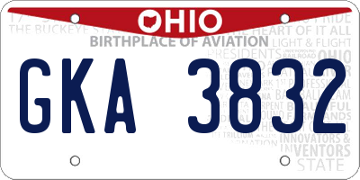 OH license plate GKA3832