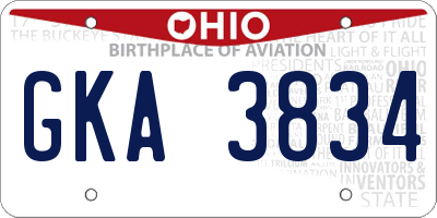 OH license plate GKA3834